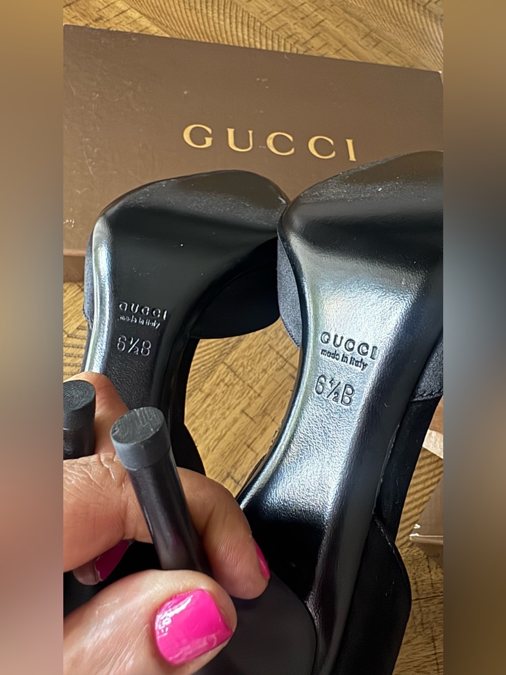 VINTAGE - Gucci Black Satin Crystal Horsebit D'Orsay Heels - size 6.5 - Picture 6 of 17